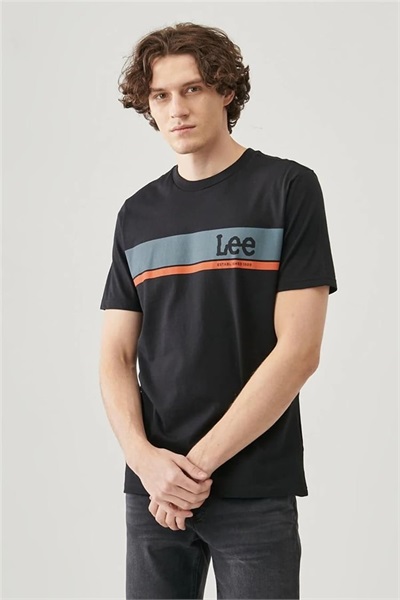 L211918 Grafik Logo Lee Erkek T-shirt L211918001 Black