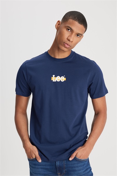 L241521 Mid Logo Loose Fit Lee Erkek T-shirt L241521410 Navy