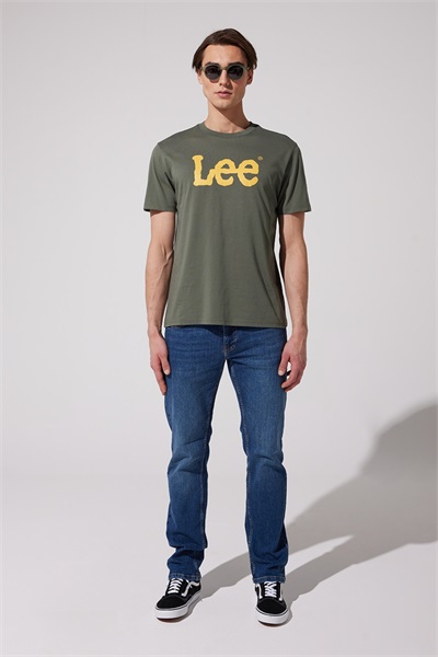 L65QAI Big Logo Lee Erkek T-shirt L65QAI801 Khaki