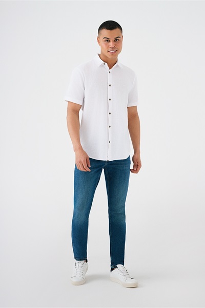 Loft Erkek Relax Fit  Kısa Kol Gömlek LF2035478 WHITE