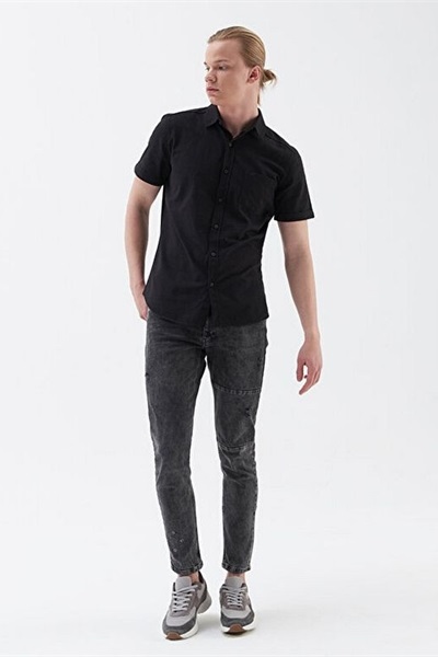 Loft Erkek Regular Fit Kısa Kol Gömlek LF2024492 BLACK
