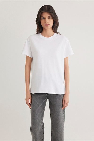 Mavi Yuvarlak Yaka Kadın T-Shirt M1600955-620 Beyaz