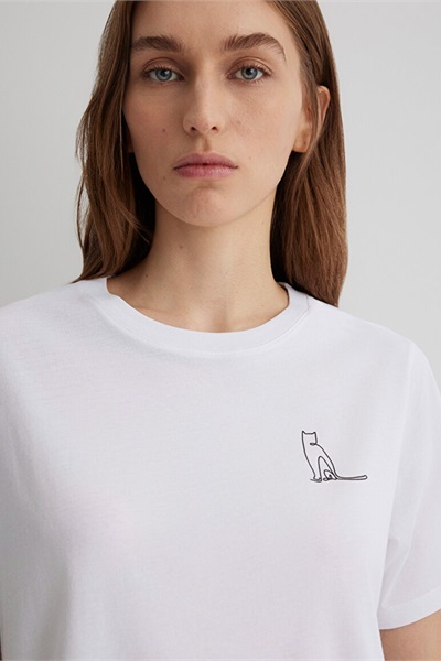 Mavi Grafik Kadın T-Shirt M1612298-620 Beyaz