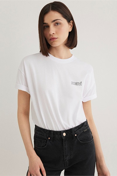 Mavi Kısa Kollu Kadın T-Shirt M1611309-620 Beyaz