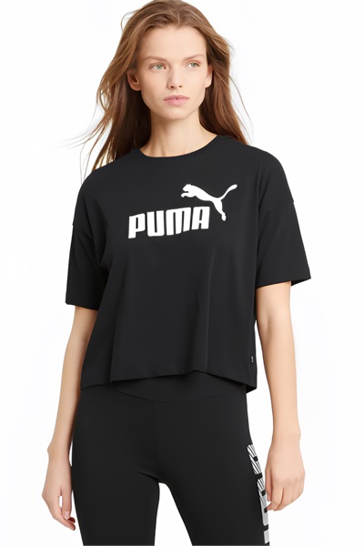 Puma Ess Cropped Logo Tee Kadın T-shirt 586866-01 BLACK
