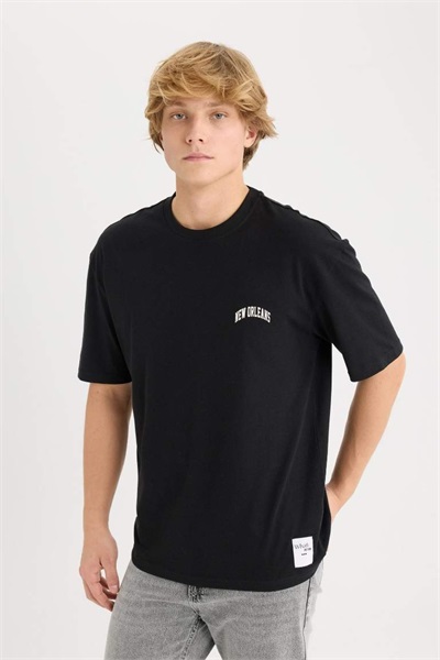 Defacto Erkek  T-shirt D5568AX/BK81 BLACK