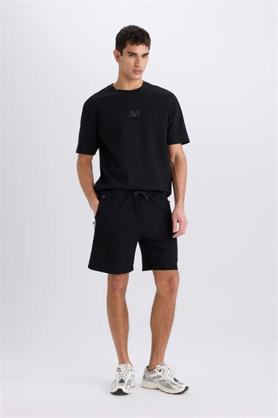 Defacto Erkek  Penye Şort B8792AX/BK81 BLACK
