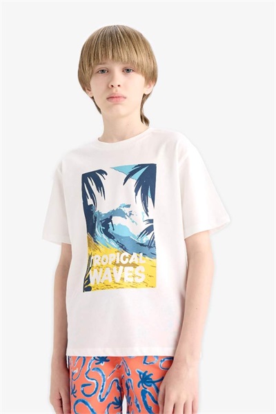 Defacto Erkek Çocuk Kısa Kol T-shirt F0171A8/ER105 ECRU