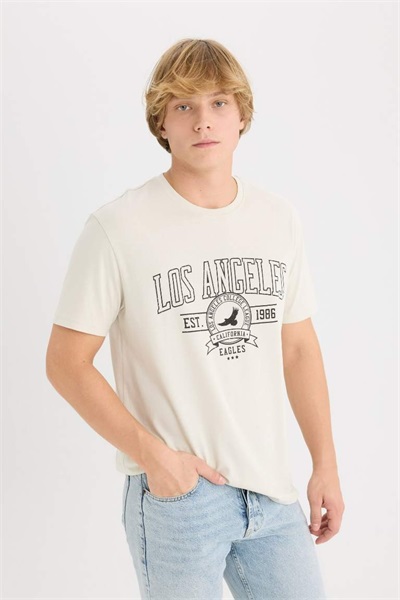 Defacto Erkek  T-shirt D5577AX/BG721 STONE