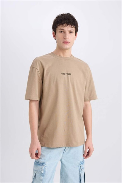 Defacto Erkek  T-shirt D5619AX/BG73 VISON