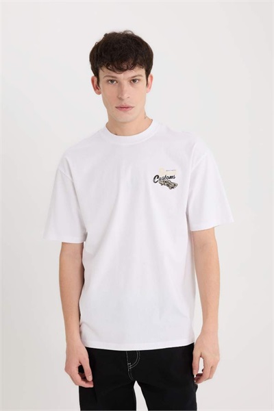 Defacto Erkek  T-shirt D5584AX/WT34 WHITE
