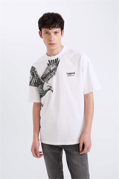 Defacto Erkek  T-shirt D9506AX/WT34 WHITE