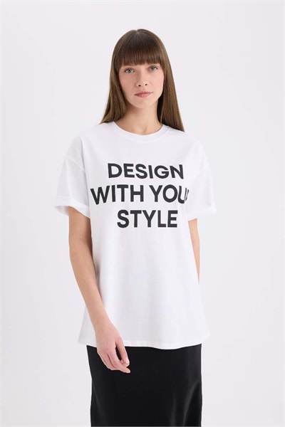 Defacto Kadın Kısa Kol T-shirt E5059AX/WT34 WHITE