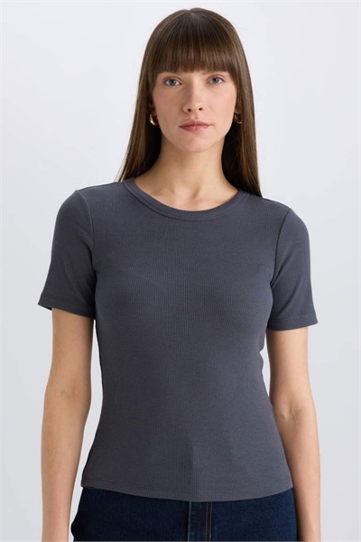 Defacto Kadın Kısa Kol T-shirt C0097AX/AR191 ANTRACITE