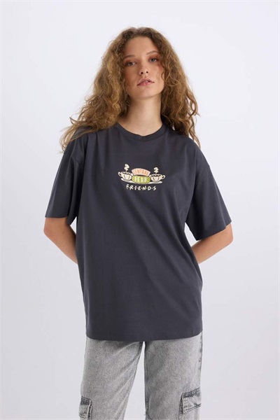Defacto Kadın Kısa Kol T-shirt D9152AX/AR191 ANTRACITE