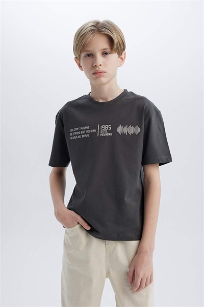 Defacto Erkek Çocuk Kısa Kol T-shirt B6165A8/AR213 ANTRACITE