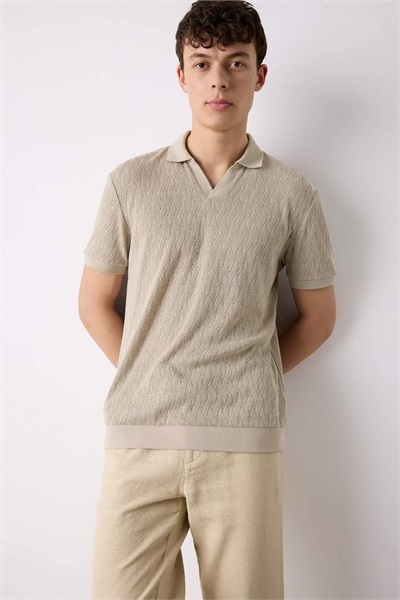 Defacto Erkek  T-shirt B6536AX/BG773 BEIGE