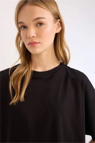 Defacto Kadın Kısa Kol T-shirt C3852AX/BK81 BLACK