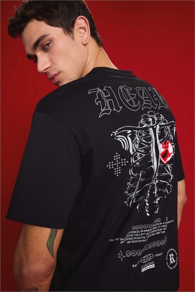 Defacto Erkek  T-shirt D5160AX/BK81 BLACK