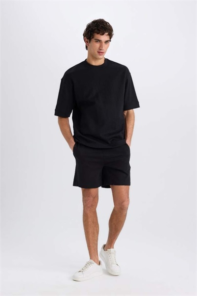Defacto Erkek  Penye Şort D9769AX/BK81 BLACK