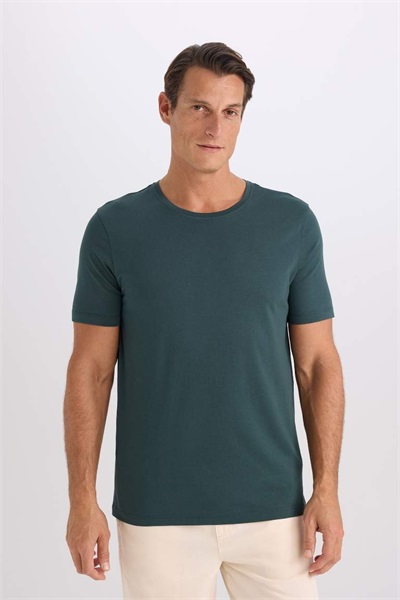Defacto Erkek  T-shirt M6606AZ/GN536 D.GREEN