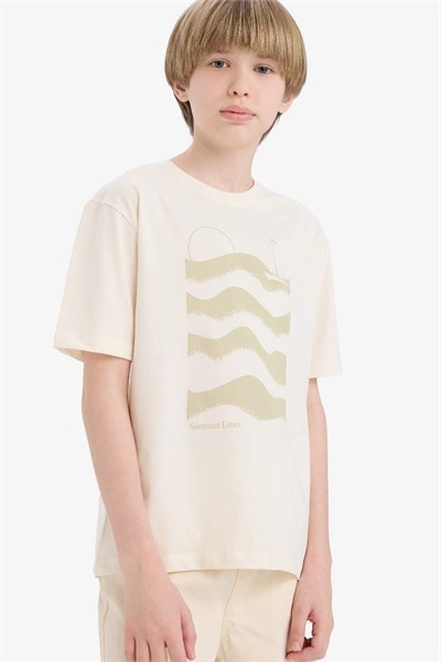 Defacto Erkek Çocuk Kısa Kol T-shirt E0177A8/ER100 ECRU