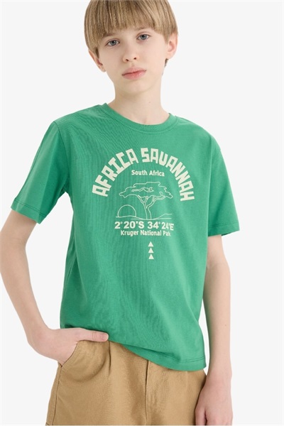 Defacto Erkek Çocuk Kısa Kol T-shirt E0176A8/GN745 GREEN