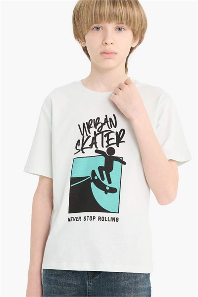 Defacto Erkek Çocuk Kısa Kol T-shirt F0175A8/BE516 LT.BLUE