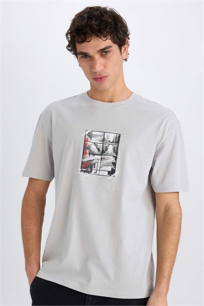 Defacto Erkek  T-shirt E0582AX/GR91 LT.GREY