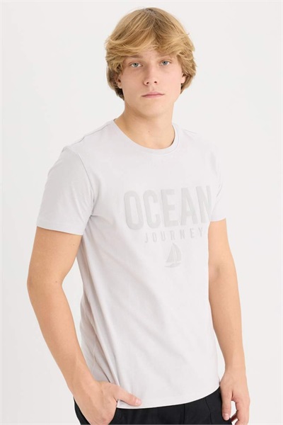 Defacto Erkek  T-shirt D9354AX/GR184 LT.GREY
