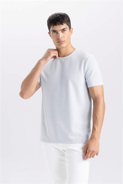 Defacto Erkek  T-shirt M6608AZ/GR91 LT.GREY