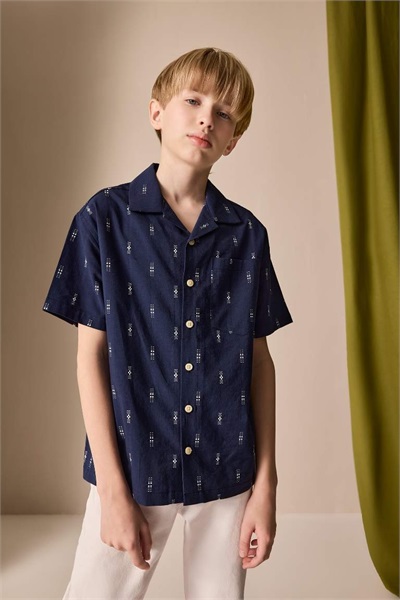 Defacto Erkek Çocuk Kısa Kol Gömlek D8339A8/NV248 NAVY