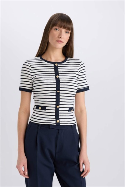 Defacto Kadın Kısa Kol T-shirt C2566AX/NV251 NAVY