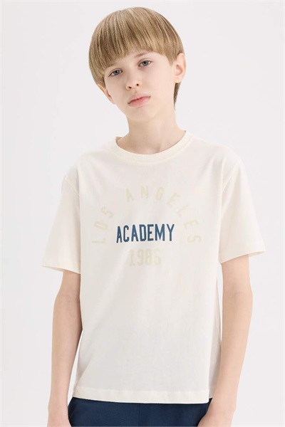 Defacto Erkek Çocuk Kısa Kol T-shirt E0171A8/WT32 OFF WHITE