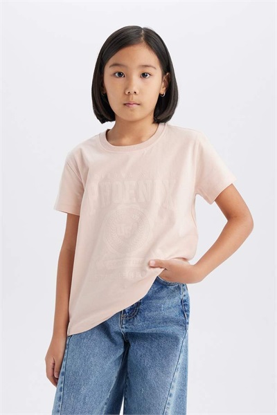 Defacto Kız Çocuk Kısa Kol T-shirt E0490A8/PN287 PINK