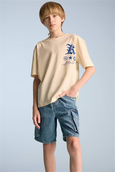Defacto Erkek Çocuk Kısa Kol T-shirt B6165A8/ER83 STONE