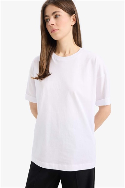 Defacto Kadın Kısa Kol T-shirt C0099AX/WT34 WHITE