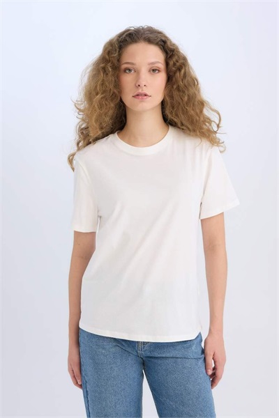 Defacto Kadın Kısa Kol T-shirt D9592AX/WT34 WHITE