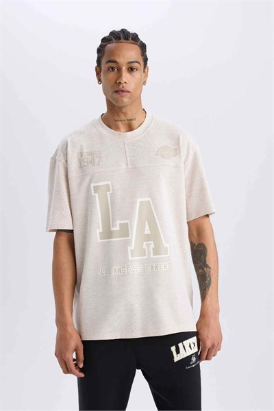 Defacto Erkek  T-shirt D8551AX/BG745 BEIGE MELANGE
