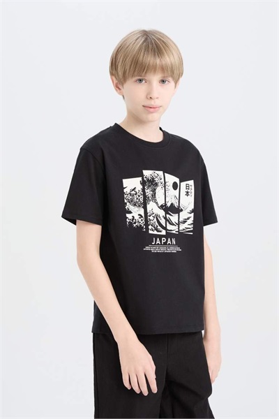 Defacto Erkek Çocuk Kısa Kol T-shirt D9278A8/BK81 BLACK