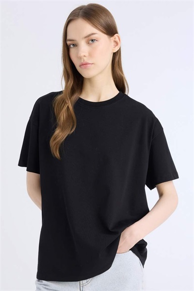 Defacto Kadın Kısa Kol T-shirt E4935AX/BK81 BLACK