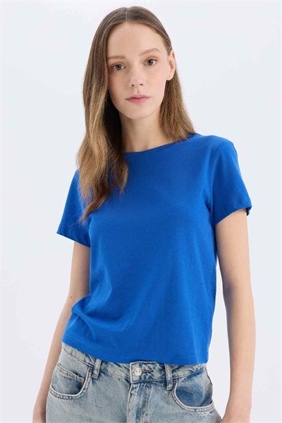 Defacto Kadın Kısa Kol T-shirt C3852AX/BE758 BLUE
