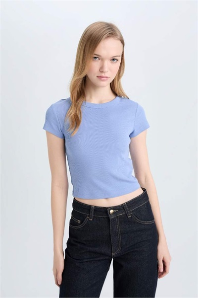 Defacto Kadın Kısa Kol T-shirt E0287AX/BE747 BLUE