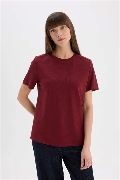 Defacto Kadın Kısa Kol T-shirt A9428AX/BR248 BORDEAUX