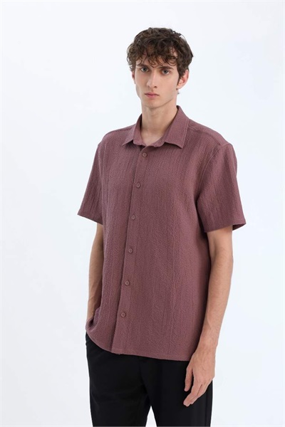 Defacto Erkek Kısa Kol Gömlek E1223AX/BN375 BROWN