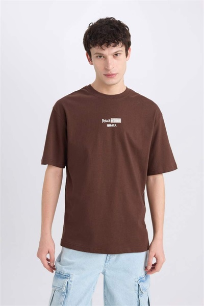 Defacto Erkek  T-shirt D6778AX/BN497 BROWN