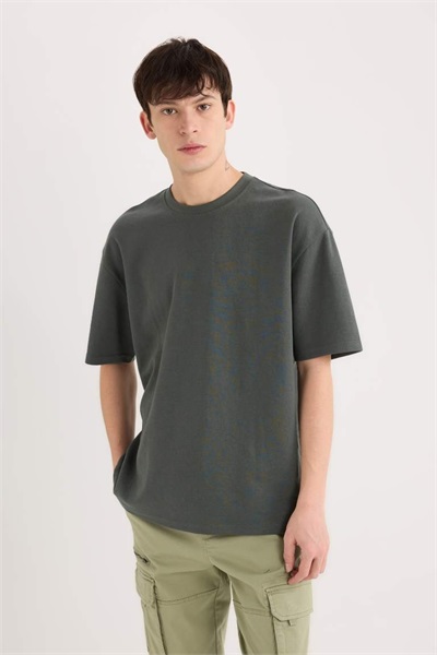 Defacto Erkek  T-shirt X3926AZ/GN498 D.PETROL