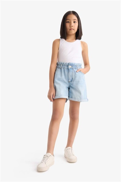 Defacto Kız Çocuk  Kot&Kanvas Şort B8113A8/NM63 ICE BLUE
