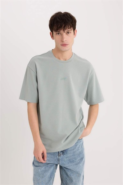 Defacto Erkek  T-shirt D5508AX/GR488 LT.GREY
