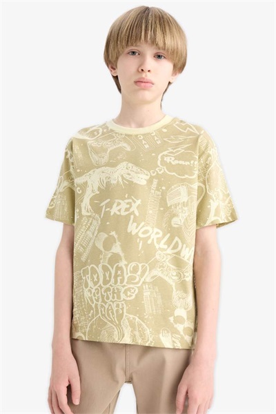 Defacto Erkek Çocuk Kısa Kol T-shirt D9290A8/KH445 LT.KHAKI
